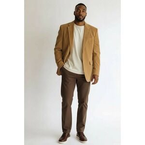 Vtg John Weitz Men's 40 Reg‎ Camel Corduroy Blazer 70's Grandpacore Preppy